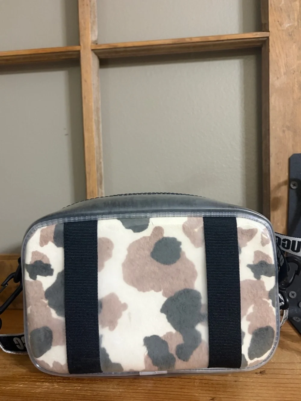 UGG Janey II clear calf hair camo crossbody purse